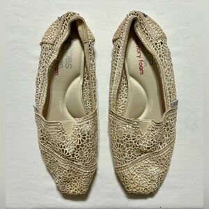 Skechers BOBS Cream Crochet Slip-Ons With Memory Foam Inserts